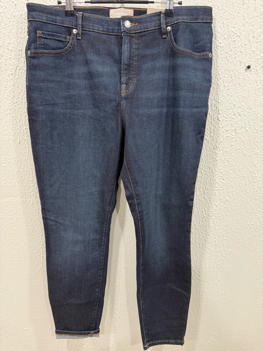 Everlane Jean Womens 33 Dark Indigo Mid Rise Skinny Straight NWT